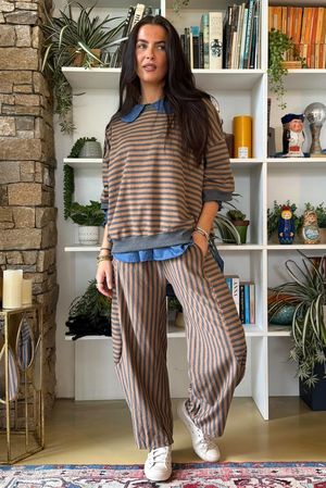 Sunday Morning Relaxed Sweatshirt Grey & Camel